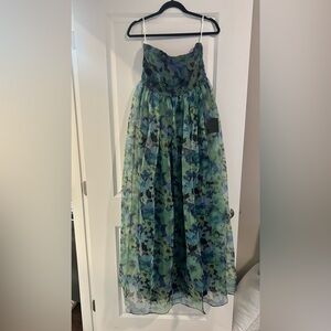 Floral Chiffon Maxi dress - Green and Blue